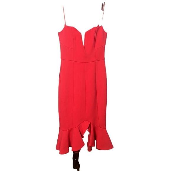 NICHOLAS BANDAGE NWT FLIP HEM BRA RED DRESS SIZE 2 - Picture 2 of 12